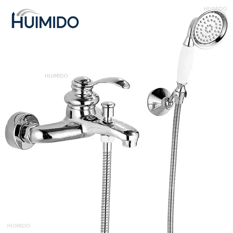 Gold Shower Faucet Set Bathroom Wall Mounted Bathtub Faucet Bathroom Shower Faucets Bath Cold Hot Shower Brass Single Lever