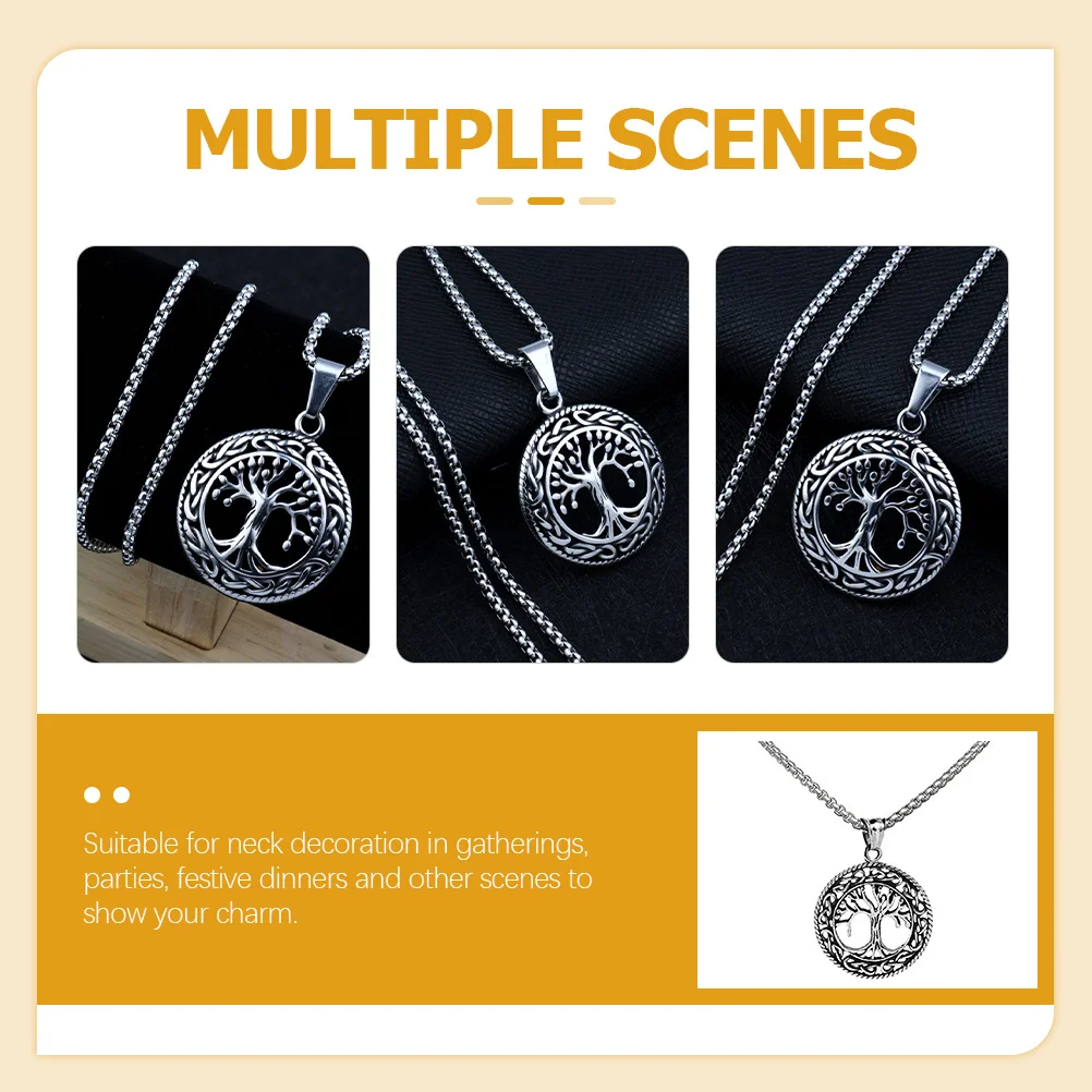 

Family Tree Necklace Pendant For Women Men Titanium Steel Tree Neck Chain Unisex Clavicle Jewelry Neck Decor