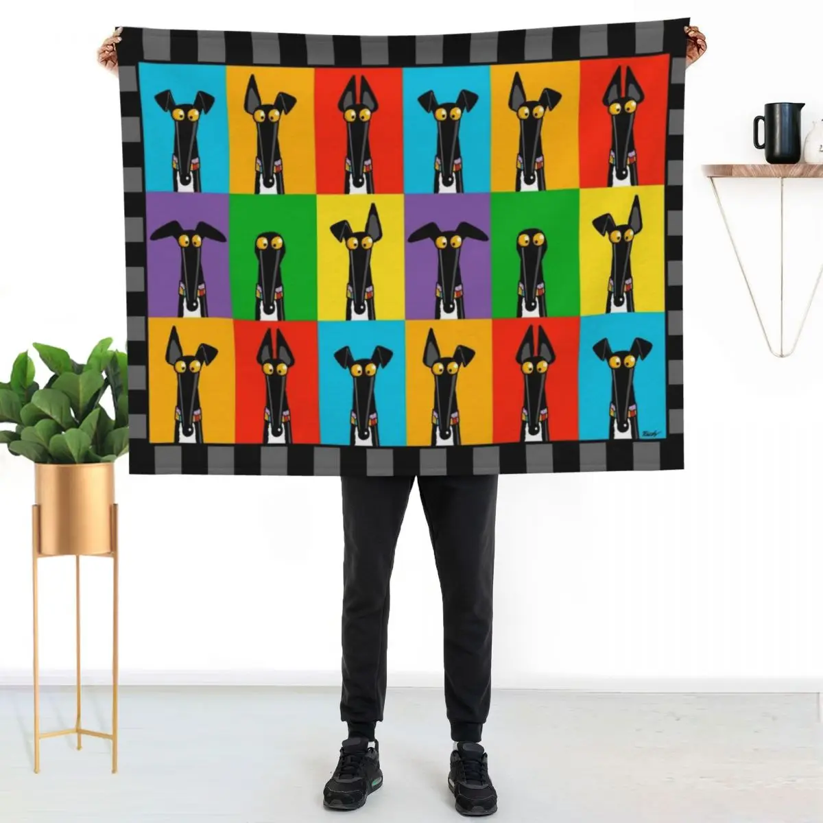 Greyhound Semaphore with border Throw Blanket Softest Bed linens Thin Flannel for sofa Blankets