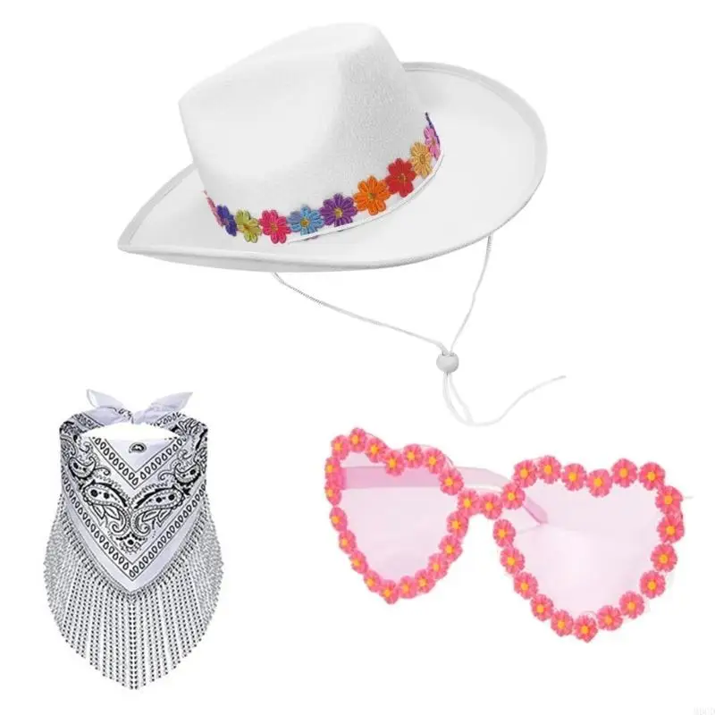 M6CD สไตล์ตะวันตกหมวกหญิง Cowgirls หมวกเครื่องแต่งกายอุปกรณ์เสริม PARTY Headdress