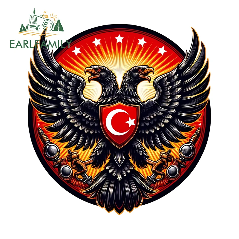 EARLFAMILY Vintage Double-Headed Eagle Logo Car Stickers Cool Personality Delicate Decals Custom Printing Nice Car Accessories