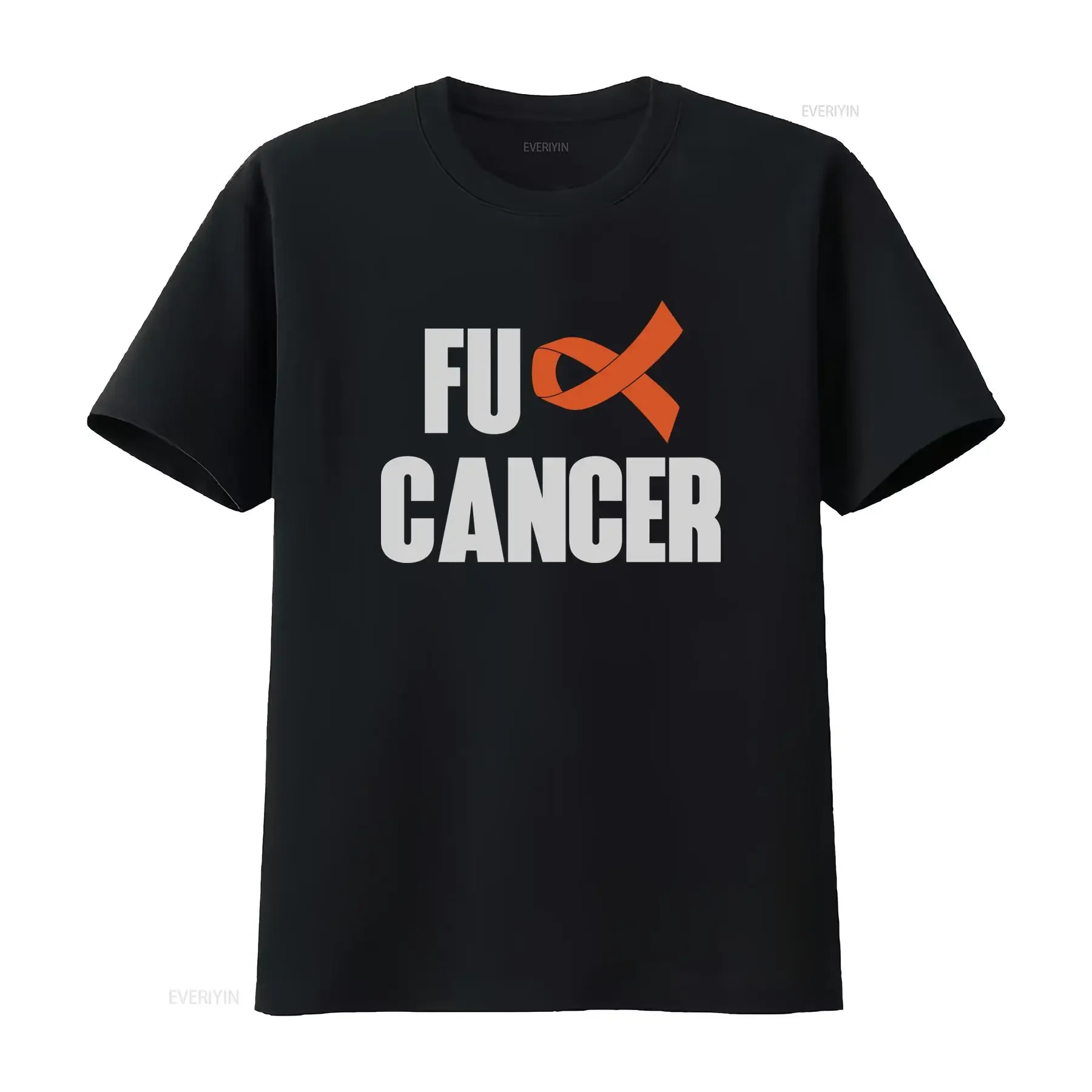 FU Cancer T Shirt Leukemia Awareness Support with Orange Ribbon Design for Fighters vintage Washed Casual Slightly