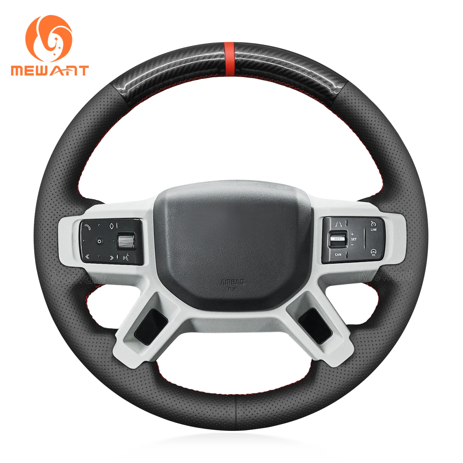 

MEWANT Carbon Fiber Leather Car Steering Wheel Cover for Land Rover Defender (L663) / Discovery (Discovery 5) III(L462)