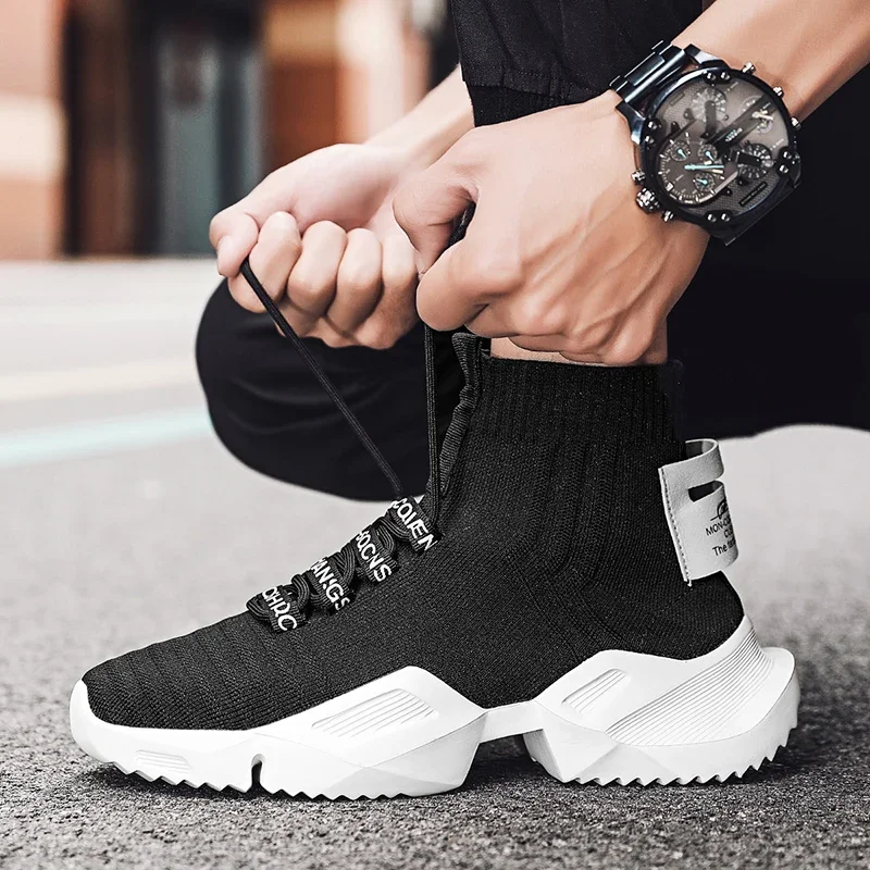 YRZL Herren High-Top-Mesh-Sneaker, leicht, atmungsaktiv, modisch, lässig, Wanderschuhe für Herren, bequeme Laufschuhe für Herren – Detail 5