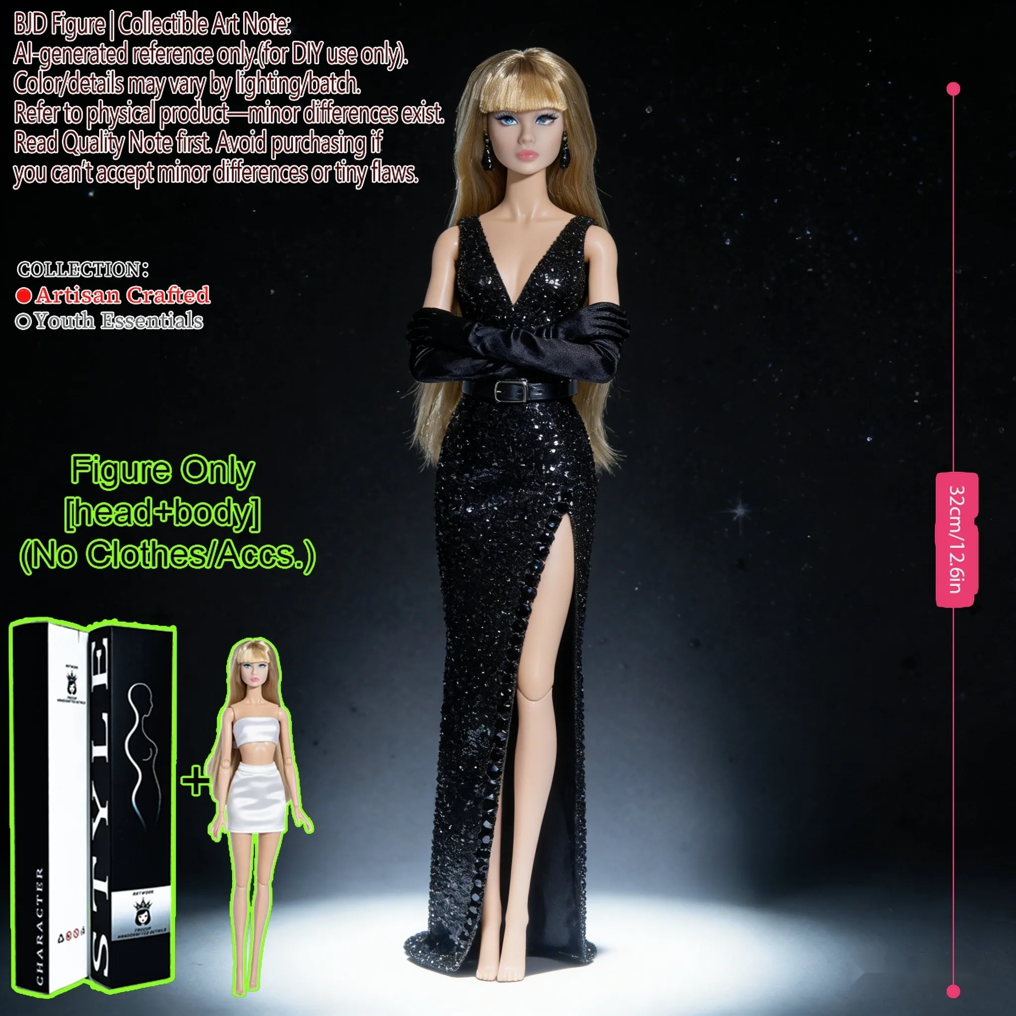 

12.6in 1/6 12-Joint Articulated BJD/MJD Supermodel Doll - Realistic Makeup, Holiday Gift (No Clothes)