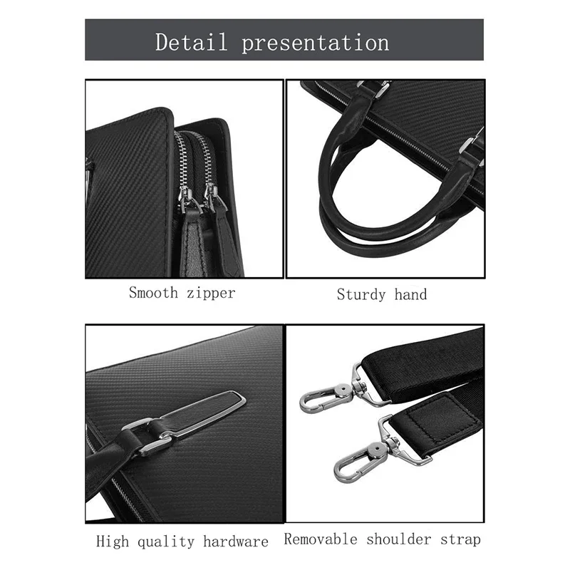 Imagem -05 - Maleta de Couro High-end Bolsa de Ombro dos Homens Homem 14 Laptop Bags Bolsa de Grande Capacidade Zip Duplo Bolsa de Advogado