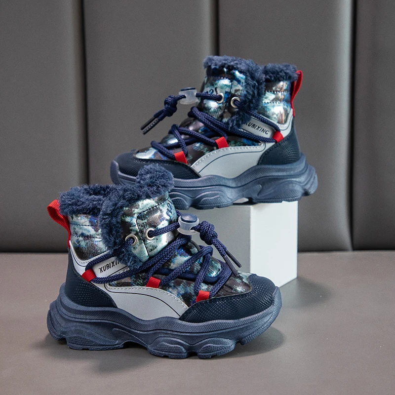 

Новая зимняя детская спортивная обувь с высоким берцем, нескользящая мягкая универсальная обувь для бега, теплая и удобная легкая повседневная обувь