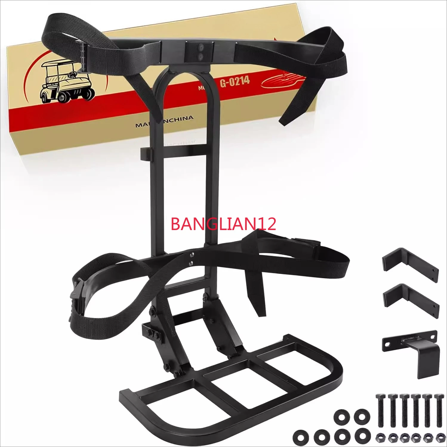 

Golf cart back seat bag rack