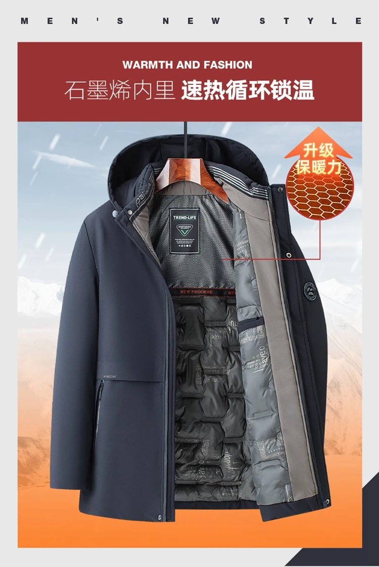 

Warm Hooded Parkas Men Casual Fleece Coat High Quality Thick Windproof Parkas Jackets Men Business Fashion Winter New Coats