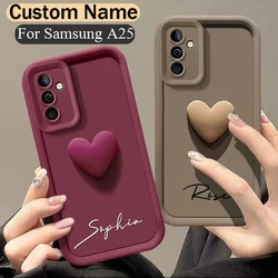 For Samsung Galaxy A25 5G Personalized Custom Name Case A25 5G 3D Love Heart Candy Bumper Cover A25 5G