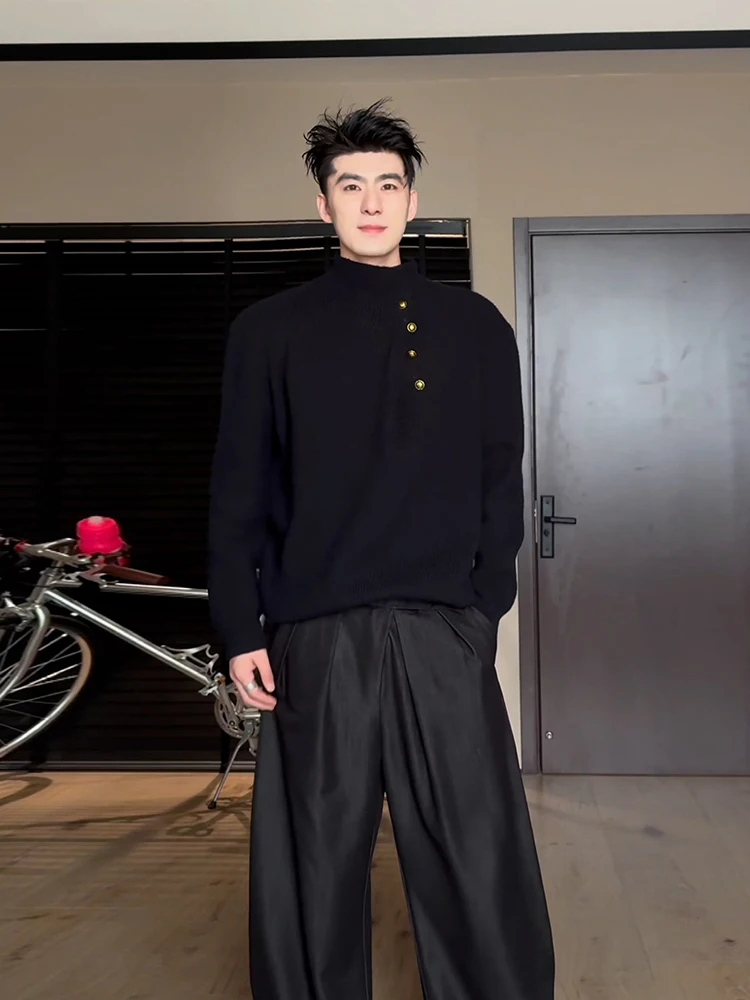 

Новый китайский мужской вязаный свитер Bla с высоким воротником и длинным светом, осень-зима, модная легкая верхняя одежда Maturi Sle