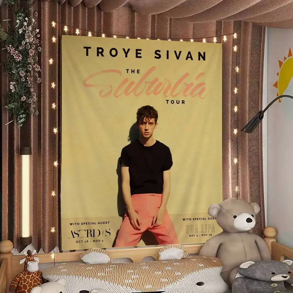 Singer Troye Sivan Printed Large Wall Tapestry Hanging Tarot Hippie Wall Rugs Dorm Art Home Decor
