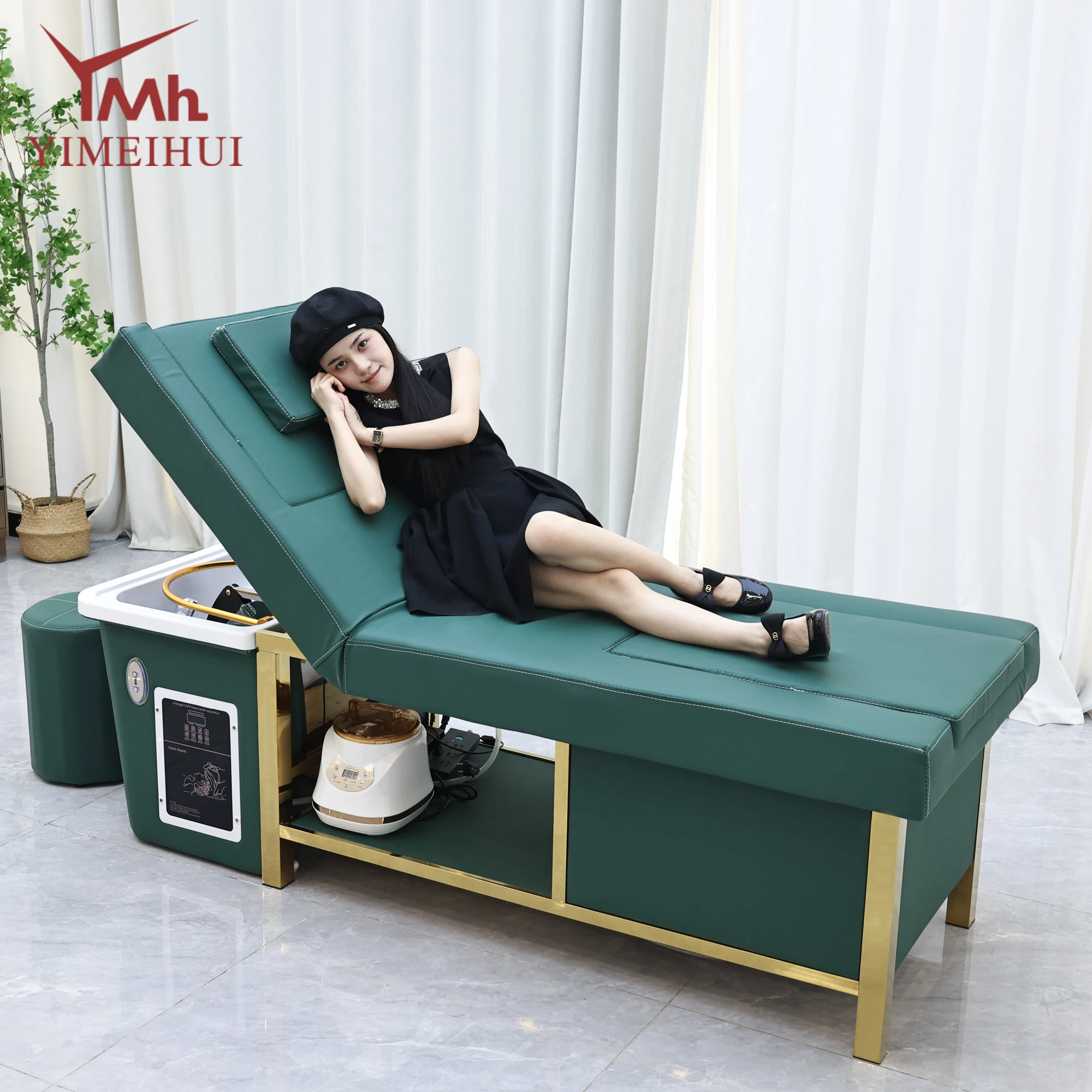 

Hair Salon Water Circulation Head Therapy Washing Chair Electric Thai Head Treatment Shampoo Bed With Foot Spa