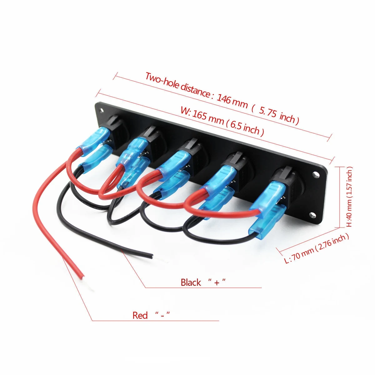 Panel de interruptor basculante redondo de 5 entradas, resistente al agua, 12-24V, LED para RV, barco, yate, coche marino, barco marino