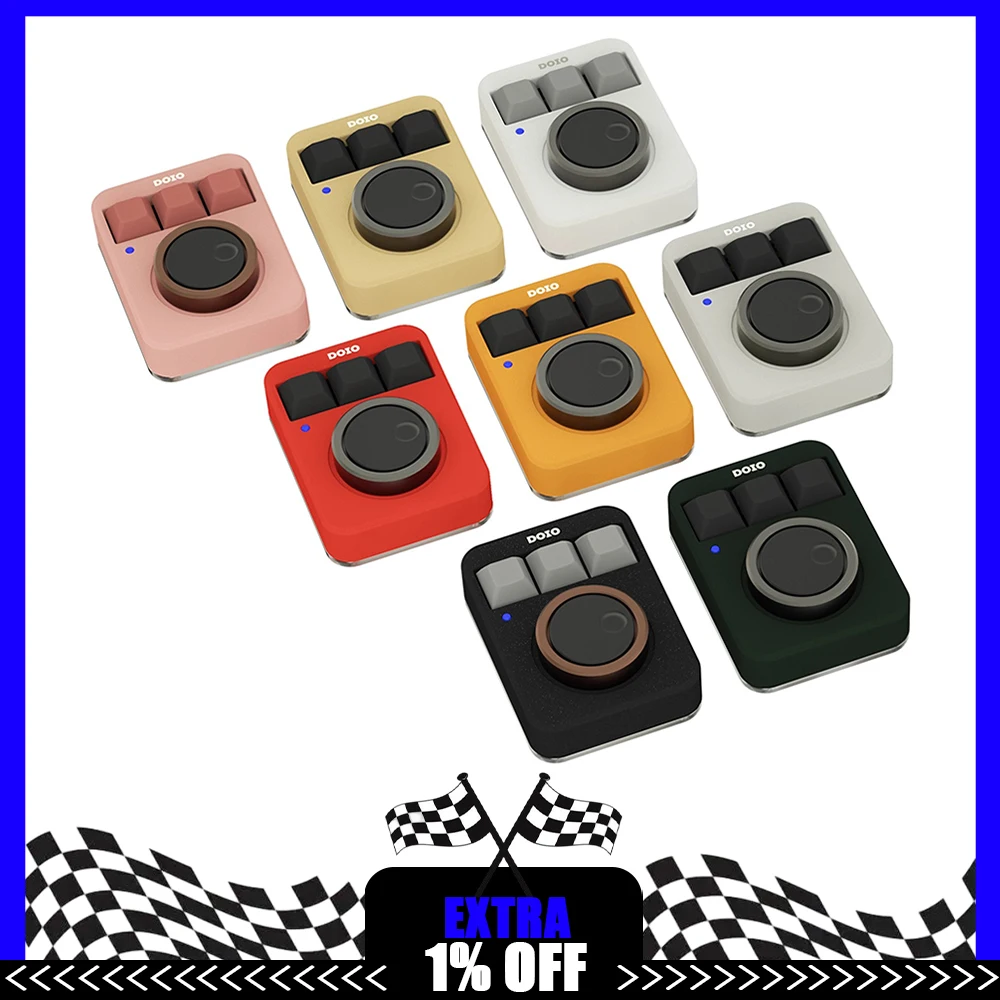 

DOIO KB03-01 Механическая клавиатура из алюминиевого сплава с двойной ручкой RGB Пользовательский объем QMK VIA Мини-клавиатура-клавиатура в подарок