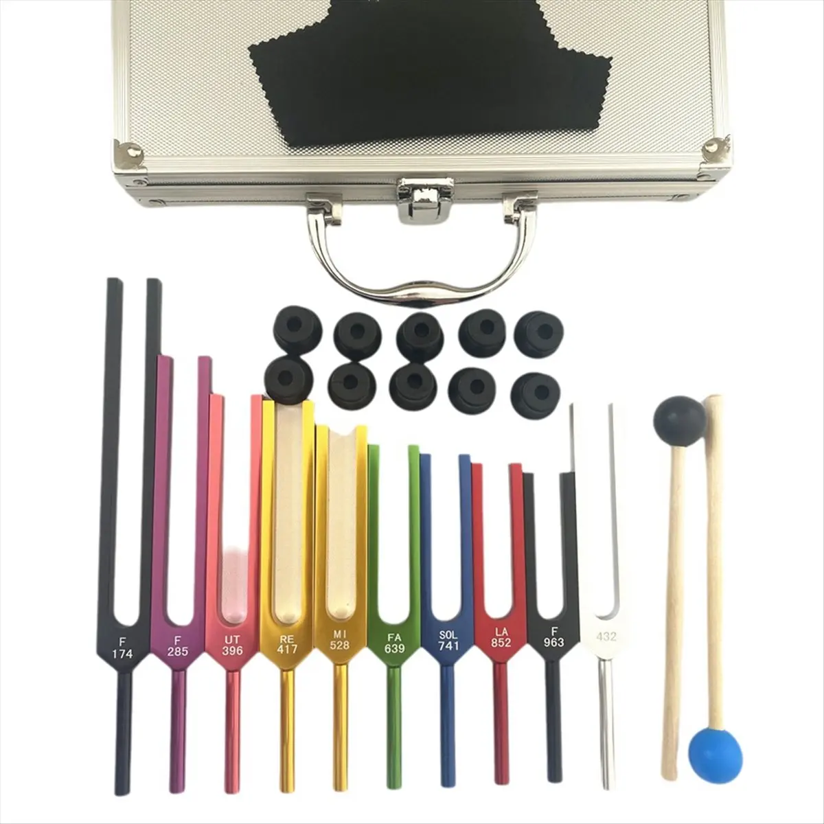 ABST 10 PCS Tuning Fork Set , Tuning Forks for Healing Chakra Sound Therapy Keep Body Multicolor