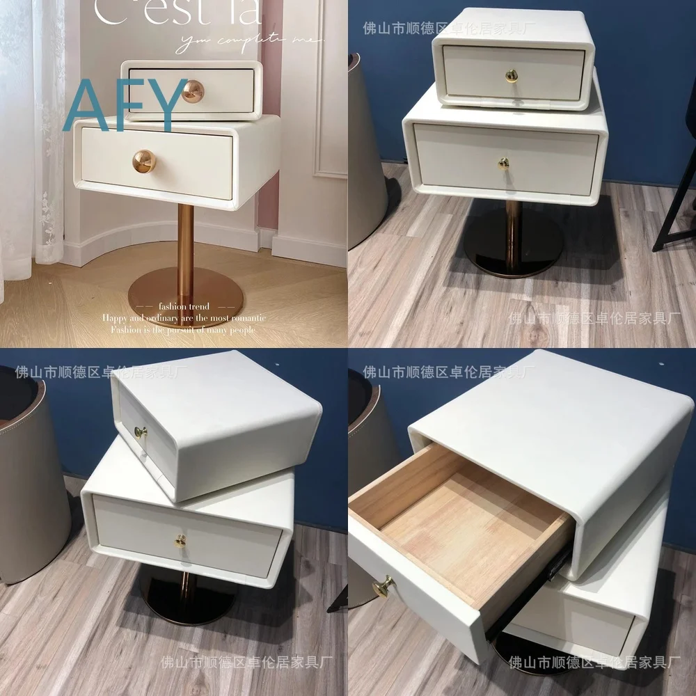 Cream Wind Bedside Table for Modern Nordic Bedroom Decor Minimalist Rotating Nightstand Small Creative Cube Style Side Table