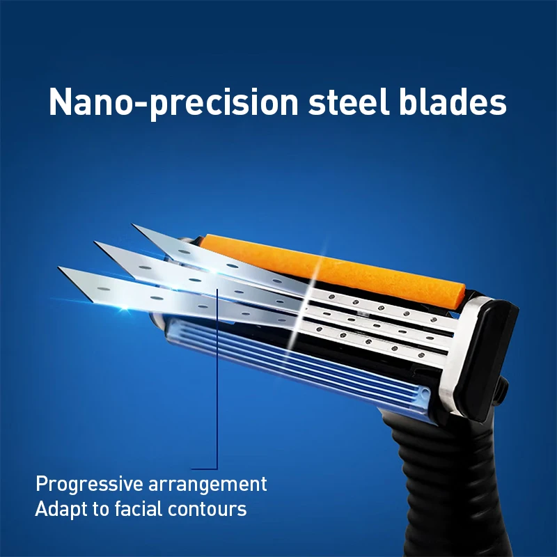 Gillette Sensor 3 Replacement Razor Head 8Pcs/Pack Three Layer Nano Stainless Steel Blades Visible Lubricating Strip Soft Rubber