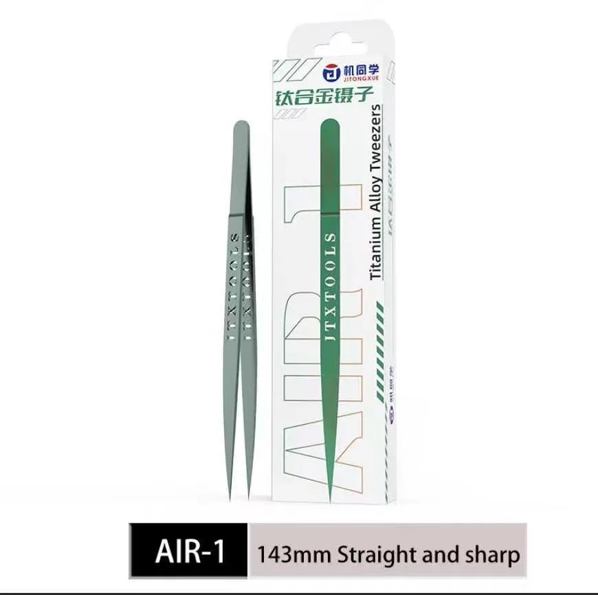 JTX AIR-1 AIR-2 Ultra Light Titanium Alloy Green Tweezers BGA IC Chip Flying Wire Repair Forceps Motherboard Precise Electronics