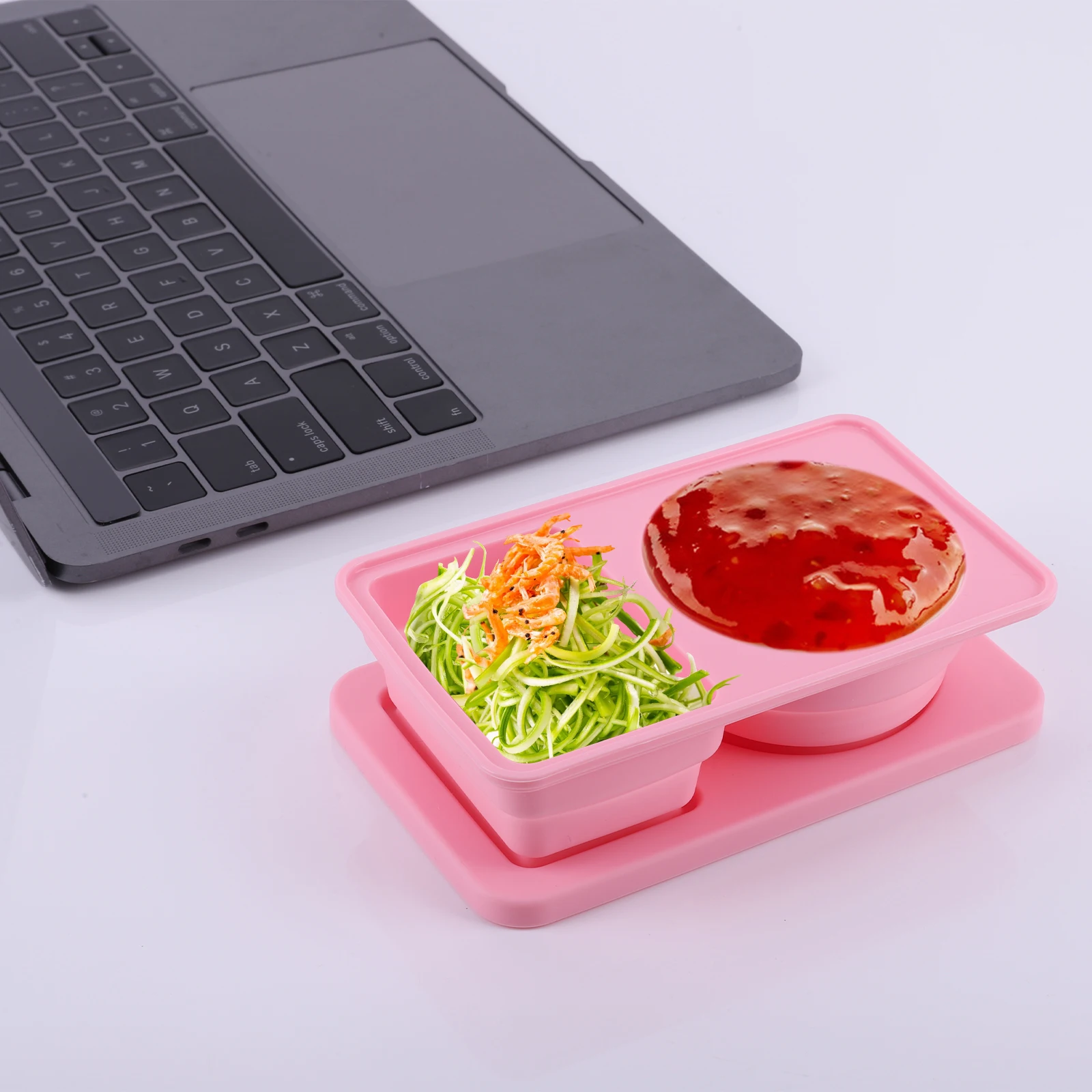 

3 шт., 2 отделения, силиконовые контейнеры для закусок, контейнеры для хранения продуктов, контейнер для соуса, приправ для путешествий, офиса, пикника