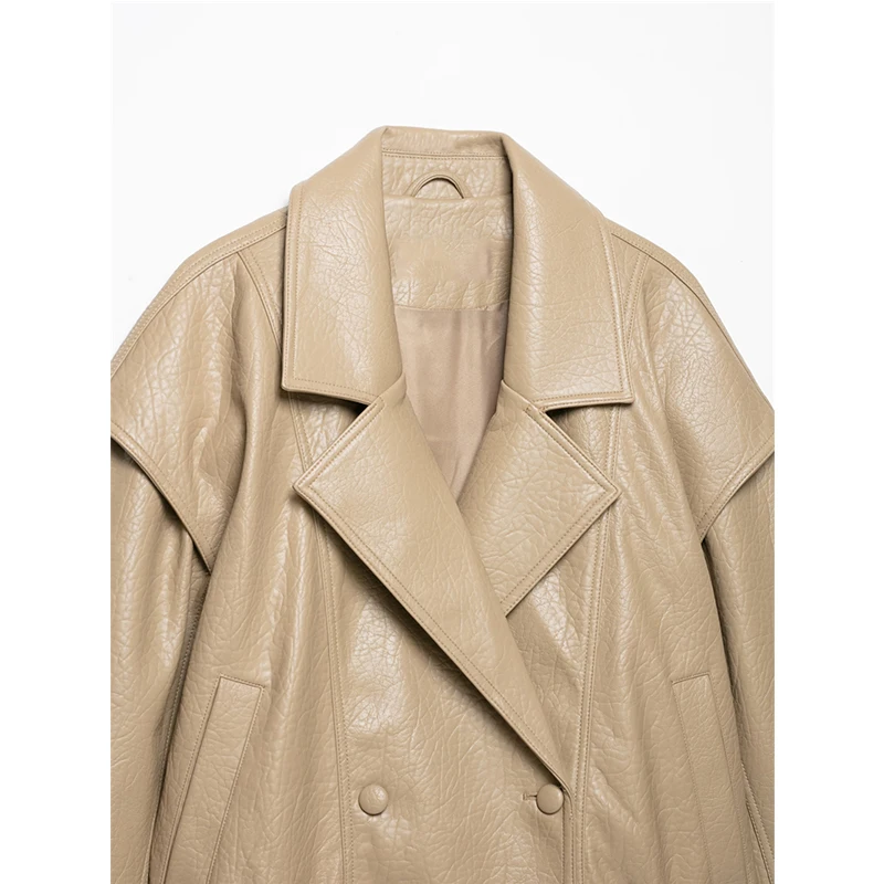 Guobioziy 2026 Women Cropped Pilot Jacket Wide Lapel Double Breasted Buttons Shoulder Cape Elastic Hem Cuffed Casual Outerwear