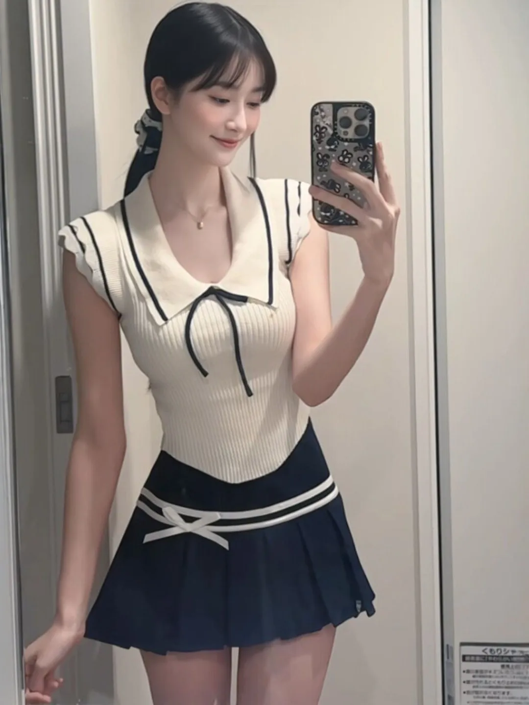 

Молодежный вязаный комплект: топ с коротким рукавом и юбка с высокой талией, удобный крой, весенний модный наряд для молодых женщин, повседневная одежда