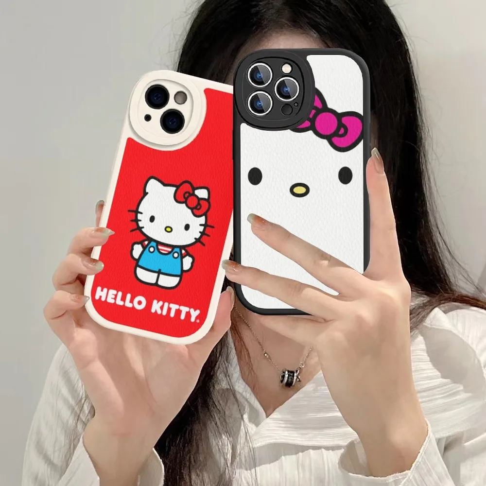 

Cartoon H-Hello K-Kitty Phone Case Hard Leather For IPhone 14 13 12 Mini 11 14 Pro Max Xs X Xr 7 8 Plus Fundas