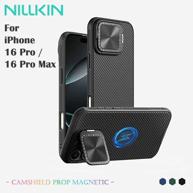 

Nillkin Back Cover for iPhone 16 Pro, Magsafe Case, CamShield Prop, Lens Holder, Anti-Fingerprint, Magnetic Case WIth stand
