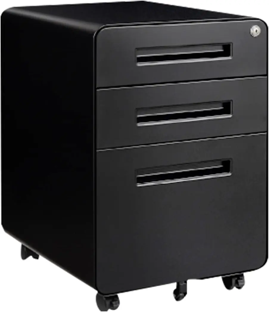 FLEXISPOT Metal File Cabinet for Home Office Mobile File Cabinet with Lock 3 Drawer Filing Cabinets for Legal/Letter/A4 File,