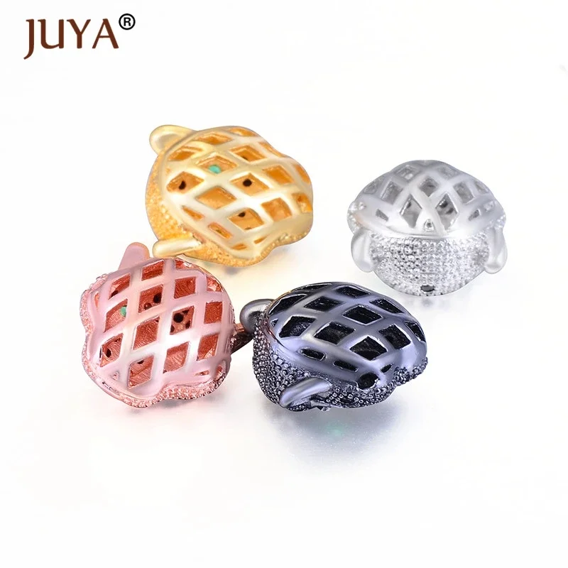 Copper Micro Pave CZ zircon Panther Beads Animal Charms For Jewelry Making DIY natural stone beads bracelet Accessories berloque