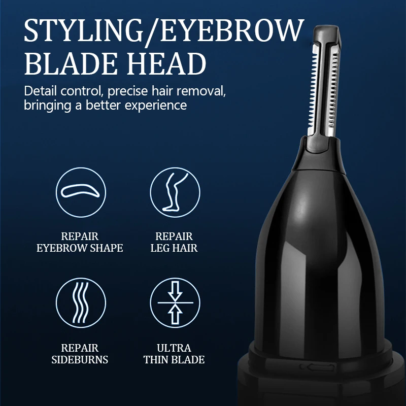 Kemei-6630 триммер для волос в носу для чистки ушей в носу, перезаряжаемый триммер для носа, триммер для бороды для мужчин, бритва, набор для ухода за бровями