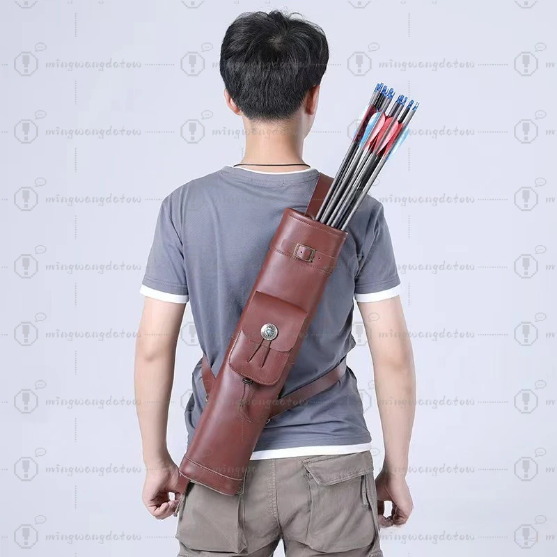 New Style Arrow Bag 53X12 cm Cow Leather Arrow Quiver in Brown for Archery Arrows