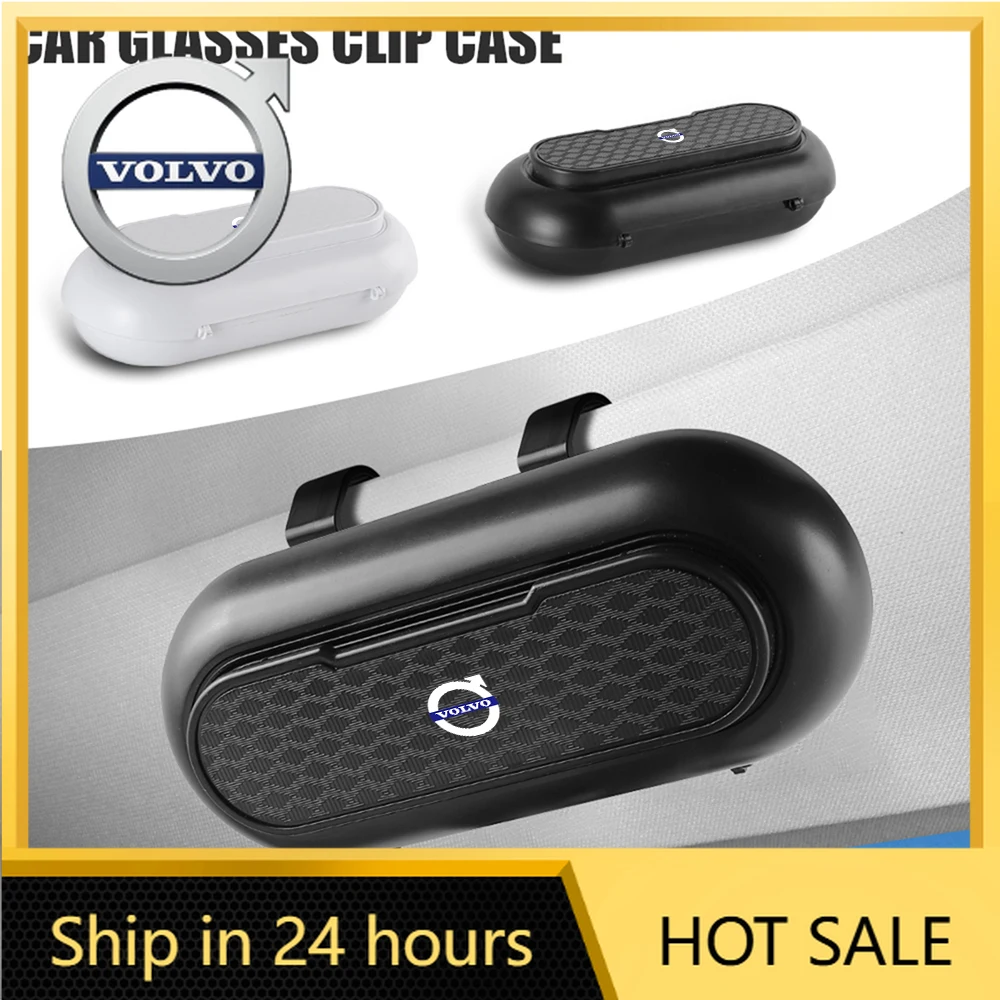 

2026 New For Volvo Emblems 1pcs Car Sunglasses Organizer Case Auto Eyeglass Holder ID Card Storage Clip for Volvo R Design T6 AW