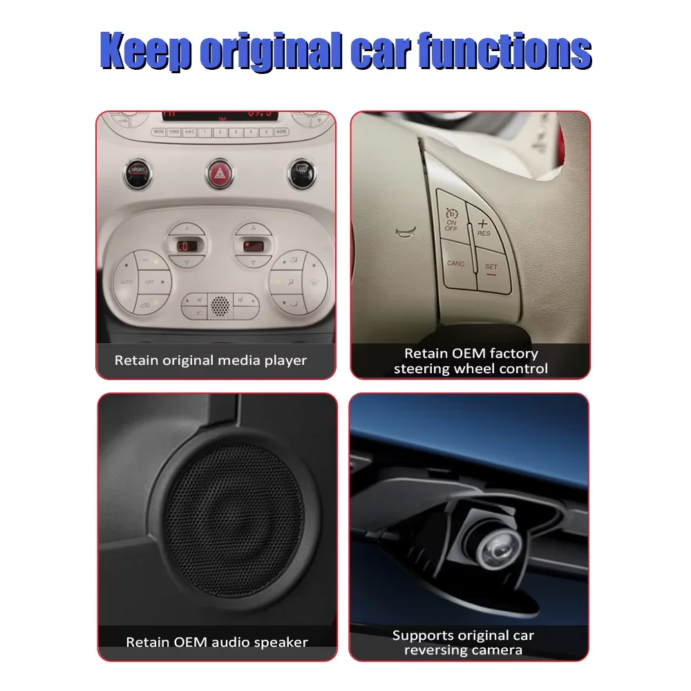 Picture 5: 7 Inch Linux System Multimedia Screen Wireless CarPlay Android Auto For Fiat 500 500C Abarth 2007-2015 Bluetooth GPS Navi DSP Touch Screen Reverse Camera Car Radio