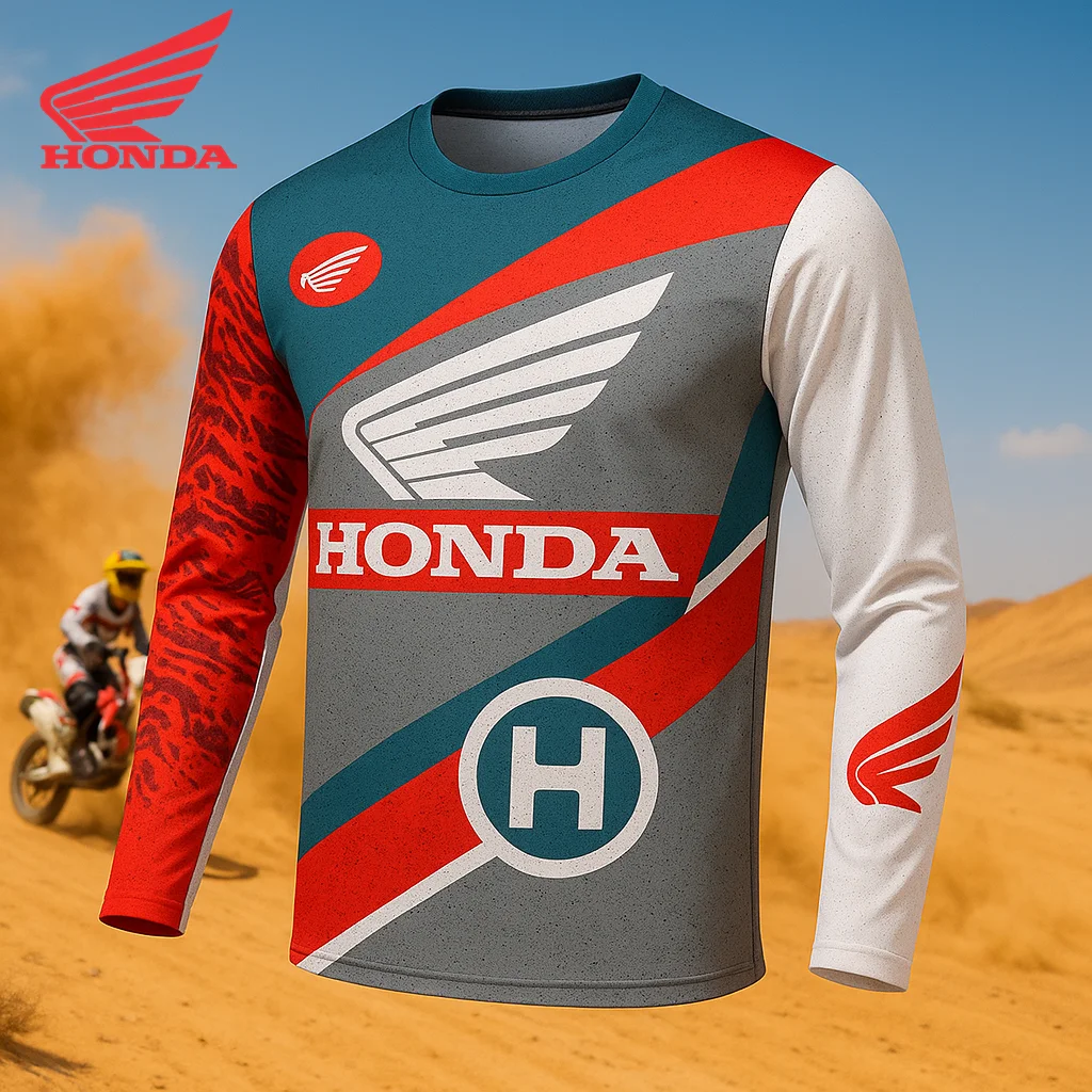 

Новый внедорожный мотоцикл Honda с длинными рукавами, солнцезащитный топ, быстросохнущая и дышащая летняя уличная футболка для горной езды