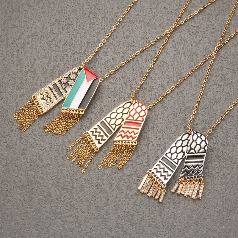Women Fashion Qatar - Stainless Steel Scarf Shape Zircon Pendant
