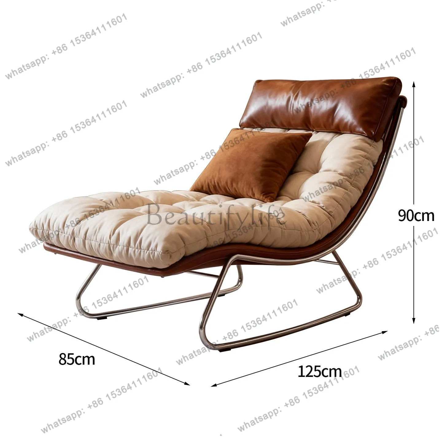 XX Sofa Chair Villa Mansion With Italian Light Luxury Stainless Steel Fabric Leisure Chair