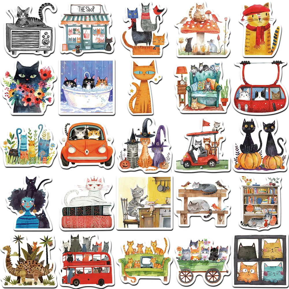 10/30/50Pcs Cute cartoon animal image art cat sticker For Suitcase Skateboard Laptop Luggage Phone Styling DIY Decal Pegatina