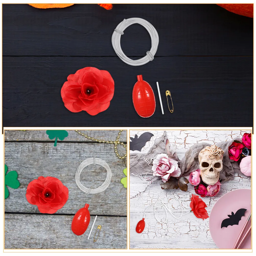 3 個のいたずら噴出ローズブローチフェイクフラワーパーティースプレーピン再利用可能な水いたずらオフィスハロウィンギャグアクセサリー
