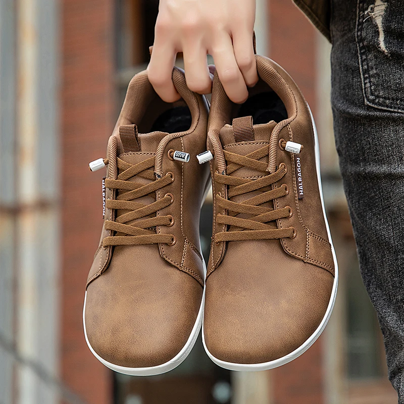 

New Arrivel Wide Toe Sneakers for Men Non-slip Minimalist Zero Drop Shoes Daily Male Comfortable Lace Up Casual Walking Shoes