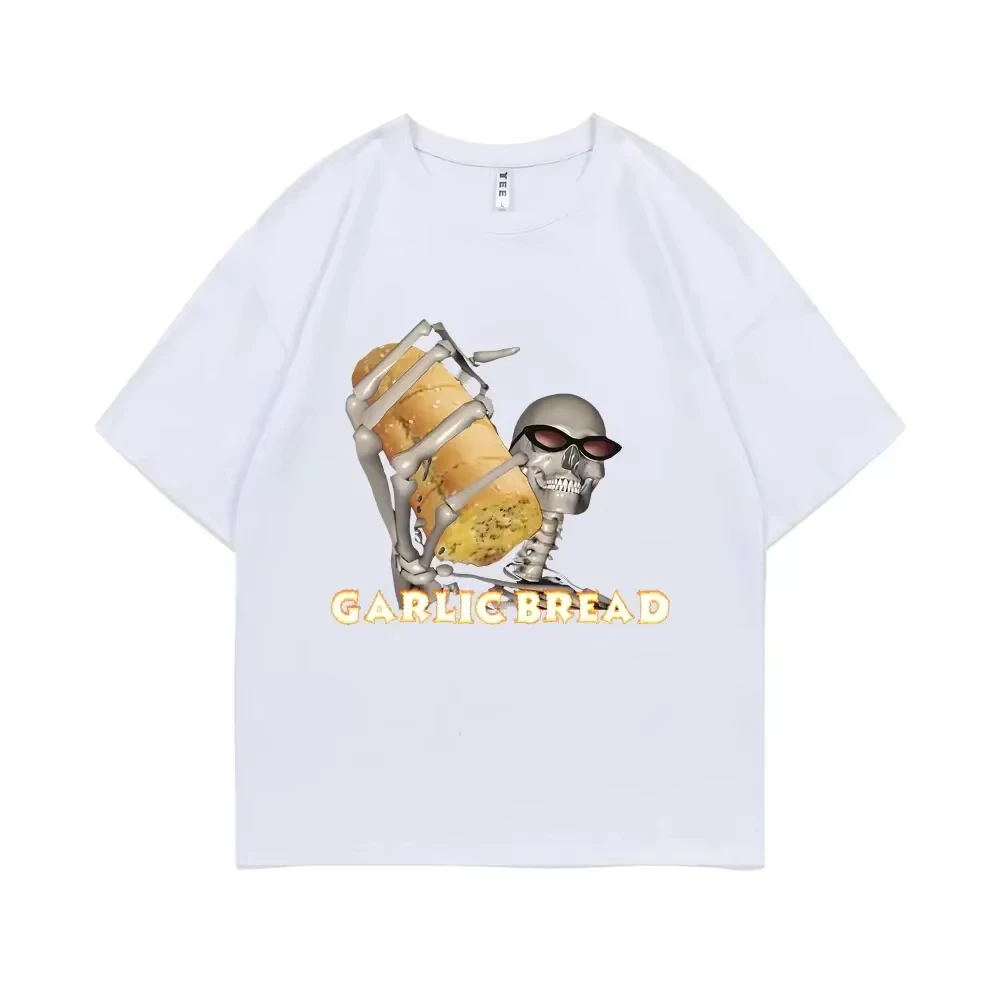 Funny When Ur Mom Com HOM N Maek Hte Garlic Bread Skeleton Graphic T-shirt Men Women Gothic Vintage Harajuku Oversized T Shirts