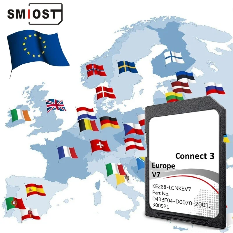 SMIOST C3V7 Free Shipping for Nissan Connect 3 V7 16GB Sat Nav Maps LCN3 SD Card Juke Qashqai