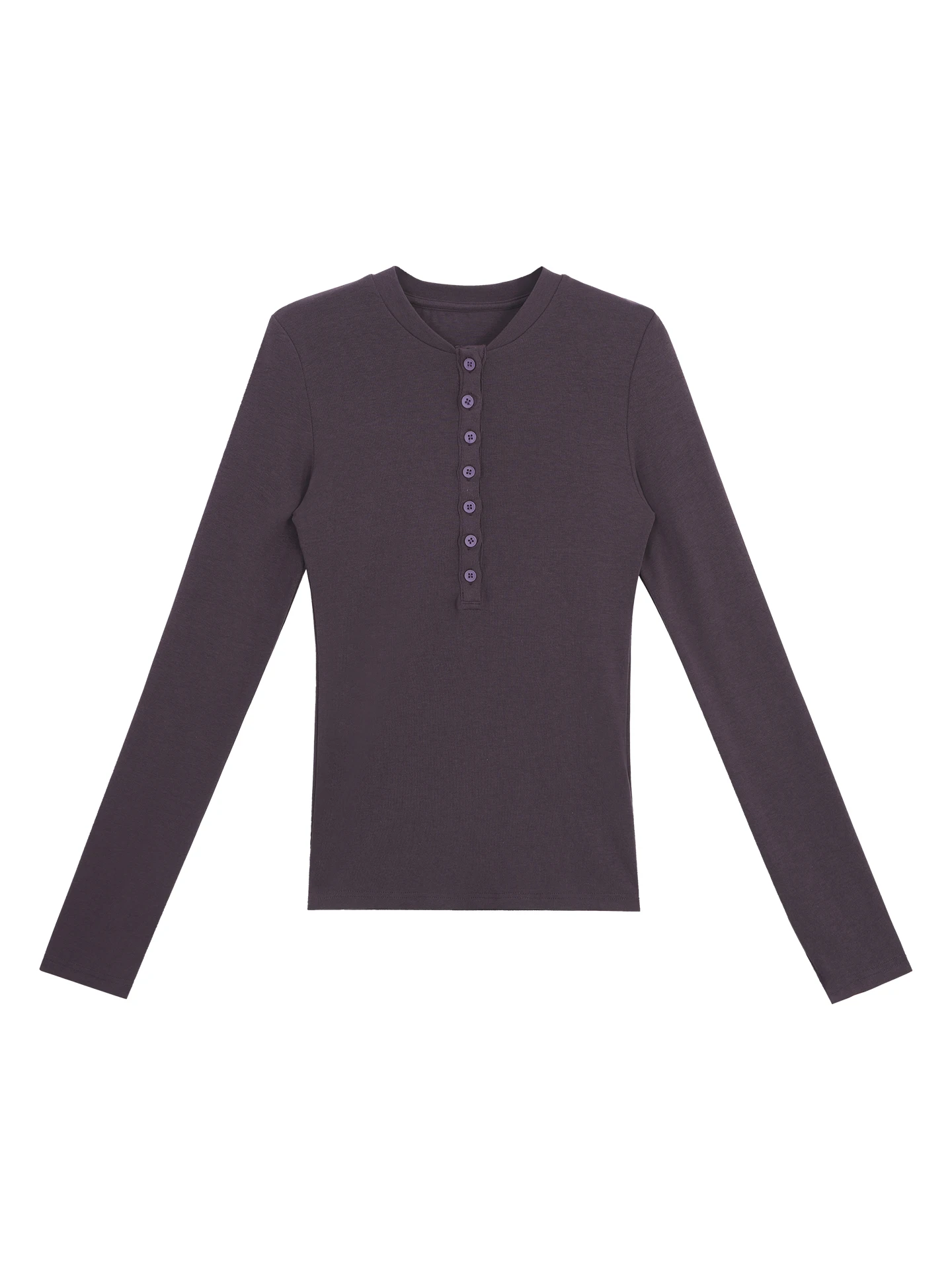 قميص داخلي نسائي بأكمام طويلة وقصة ضيقة، تي شيرت أرجواني جميل بالأسلوب الأمريكي للخريف والشتاء، تصميم G