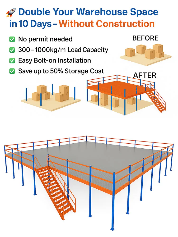 Heavy Duty Warehouse Steel Mezzanine Platform Rack System for Multi Level Storage Expansion
