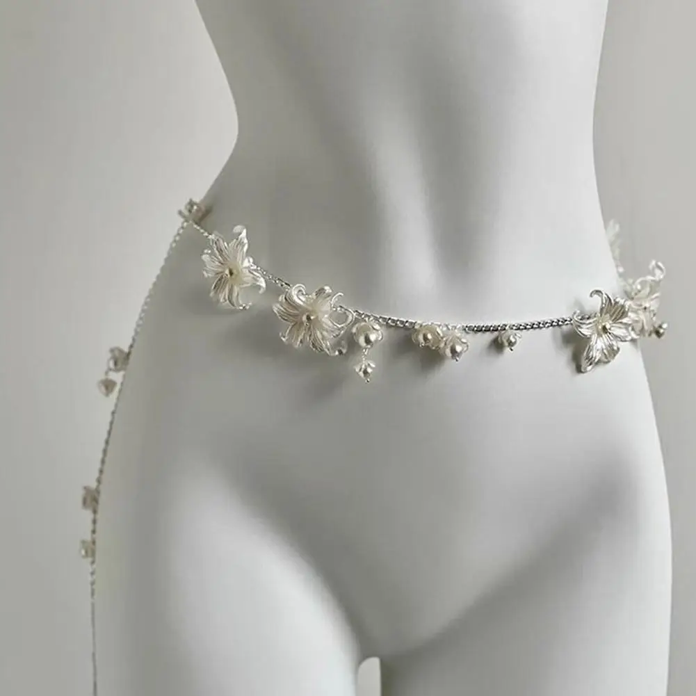 Ceinture rétro Y2K multicouche en perles pour femmes, accessoire de bijoux de corps à la mode pour fête et tenue décontractée