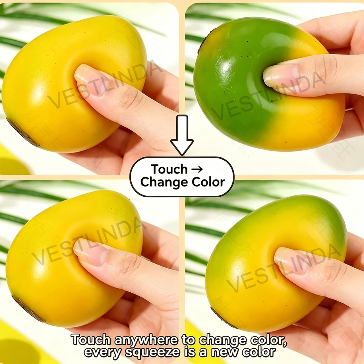1/10PCS Mango Squeeze Toy Temperature Discoloration Balls Novelty Decompression Toys Soft Sensory Anti-stress Interesting Gifts