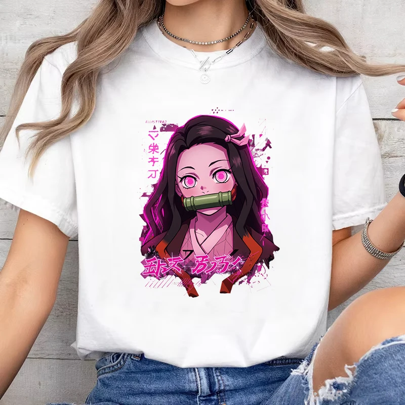 

Hot Anime Kamado Nezuko Printing T-shirt Women Men Fashion Short Sleeve Street Casual Personality Summer T-shirt
