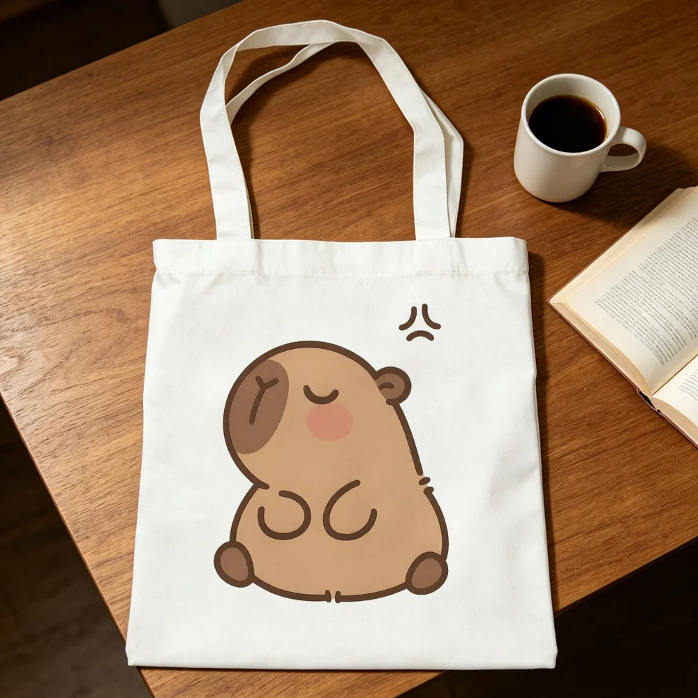 Capybara tote bag y2k reusable canvas  bolsas de tela shopping femme
