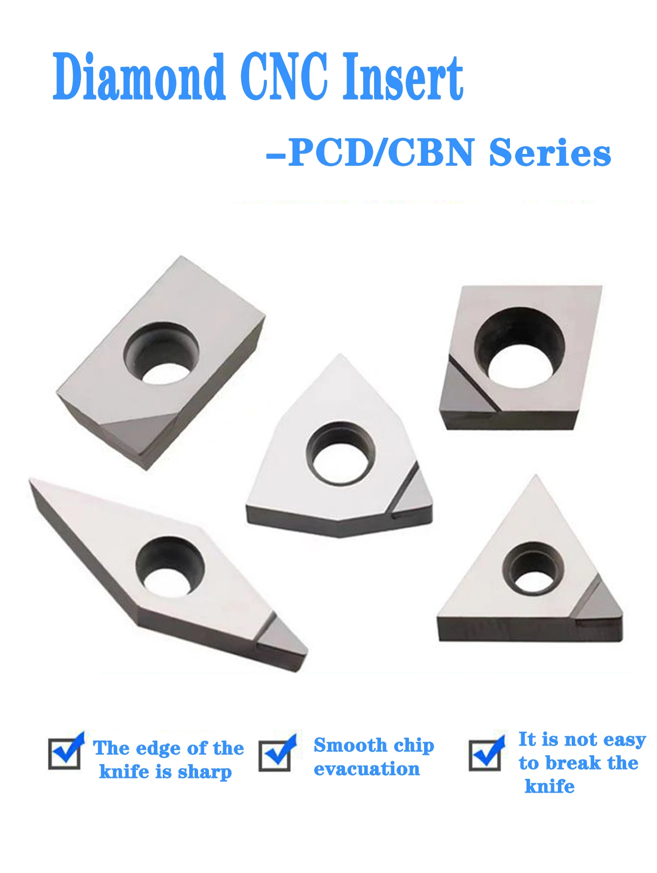 PCD CBN Diamant CNC-Einsätze TCGT zum Bearbeiten von Materialien wie Aluminium, Kupfer, Gusseisen und gehärteten Teilen – Detail 1