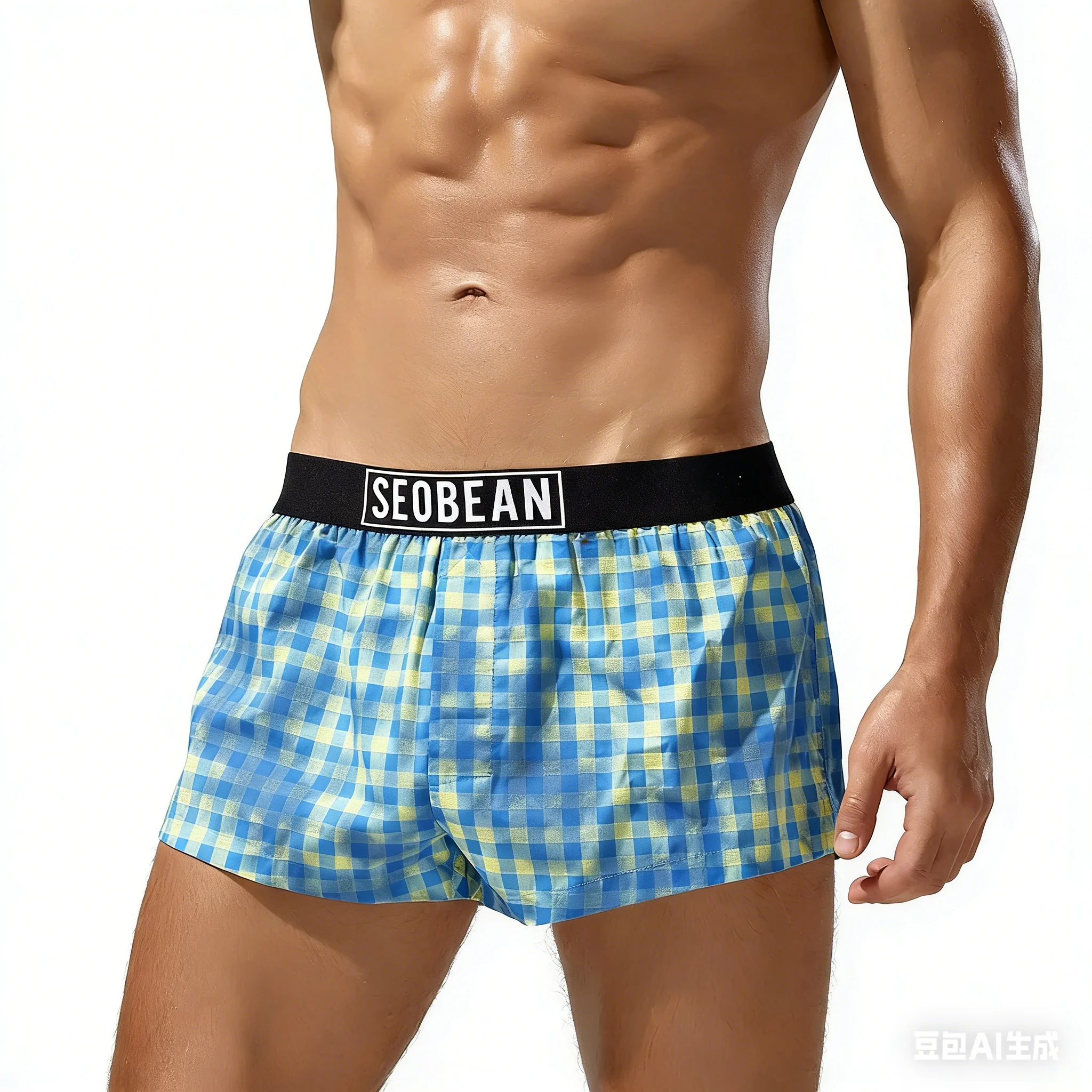 Plaid Aro Pants for Men Fashion Loose Homewear Sleeping Pajamas Youth Sexy Daily Trunks Cotton Breath Comfort Beach Board Shorts